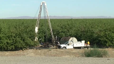 CA Central Valley Water Well Drilling 1 Stock Footage 10738700