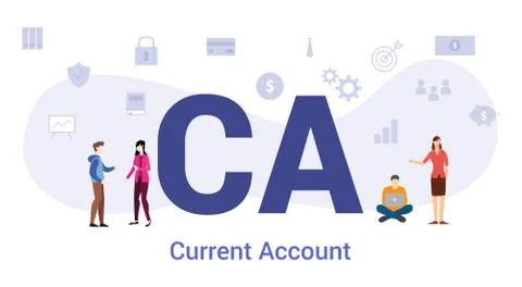 Ca current account concept with big word or text and team people with modern  Stock-Illustration