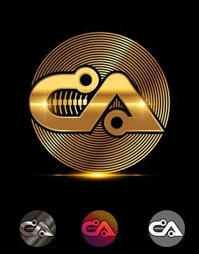 CA Golden Techno Vector Sign Stock Illustration