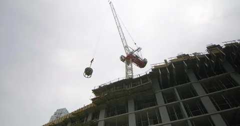 CA - Toronto - Downtown 4 Crane lifting Stock Footage 115429752