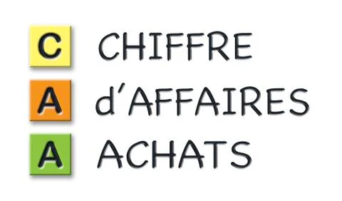 CAA initials in colored 3d cubes with meaning in french language Stock Illustration