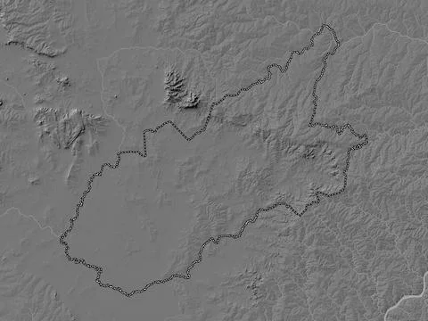 Caazapa, Paraguay. Bilevel elevation map with lakes and rivers Stock Illustration
