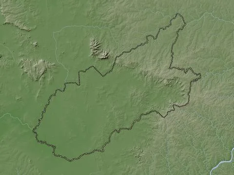 Caazapa, Paraguay. Elevation map colored in wiki style with lakes and rivers イラスト素材
