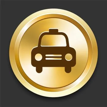 Cab on Golden Internet Button Stock Illustration