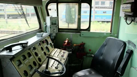 The cab of the locomotive driver from Soviet times Stock Footage 199763431
