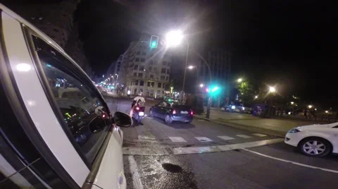 Cab ride in Madrid at night.mp4 Stock Footage 40608749