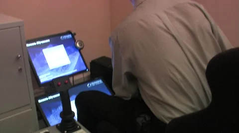 Cab simulator, the simulator port crane Stock Footage 5164661