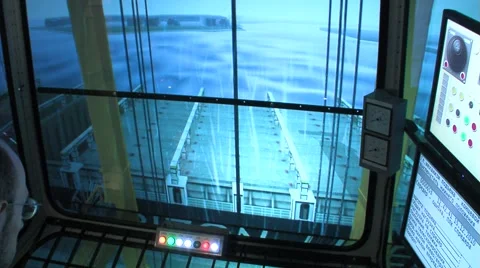 Cab simulator, the simulator port crane Stock Footage 5164680
