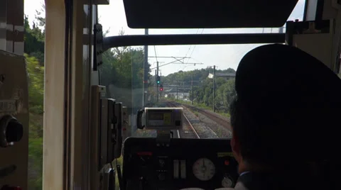 Cab View of Train on JR Nara Line Stock Footage 32403130