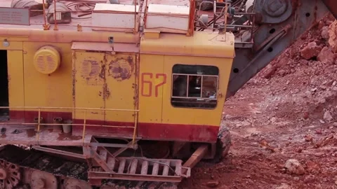 A cab of a working quarry excavator outside. Stock Footage 122215329
