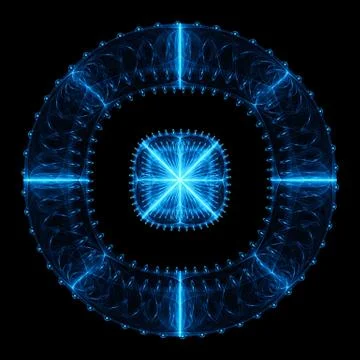 Cabalistic pattern in the form of circle with rays radiating from the center. Illustrazione stock