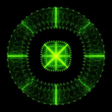 Cabalistic pattern in the form of circle with rays radiating from the center. Stock Illustration