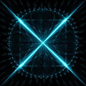 Cabalistic signs in the form of a circle and divergent rays. Stock Illustration