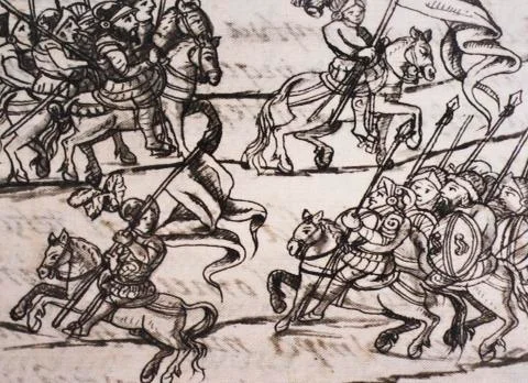 Cabalry deployment of Spanish troops in the Florentine Codex Stock Illustration