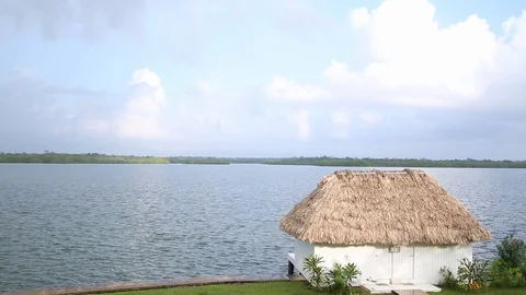 Cabana Lagoon pan Stock Footage 85672634