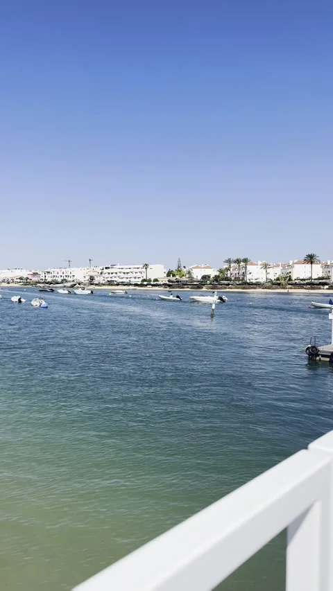 Cabanas de Tavira calm view over Tavira Channel Stock Footage 333387372