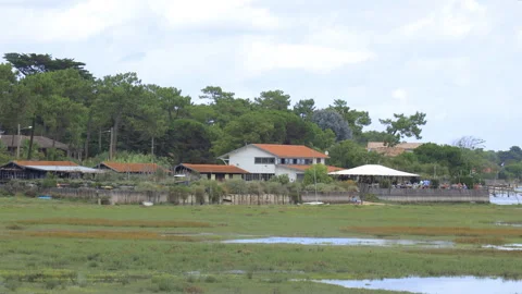 Cabane du Mimbeau seen from the Conche in Cap Ferret, France Video stock 249079885