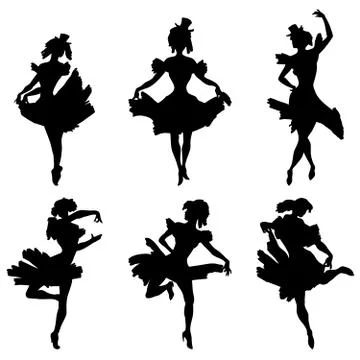 Cabaret dancer vector silhouettes set Stock Illustration