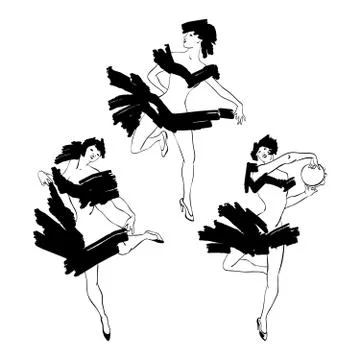 Cabaret dancer vector silhouettes set Stock Illustration
