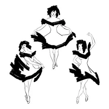 Cabaret dancer vector silhouettes set Stock Illustration