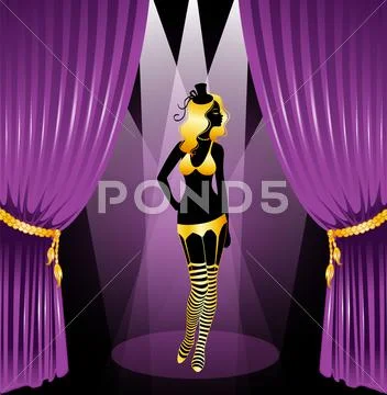 Cabaret woman silhouette Stock Illustration