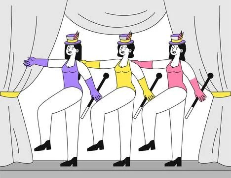 Cabaret women vector linear Stock Illustration