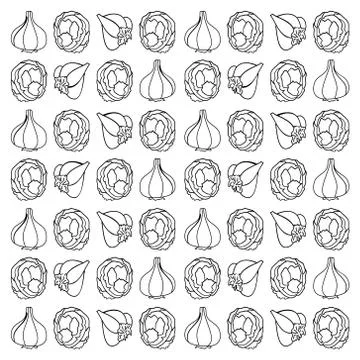 Cabbage and garlic. Stock Illustration