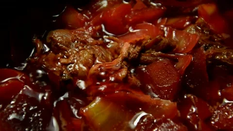 Cabbage beetroot soup with beef stew Stock Footage 250298575