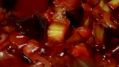 Cabbage beetroot soup Stock Footage 250295121