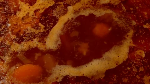 Cabbage beetroot soup with pork stew Stock Footage 252944461