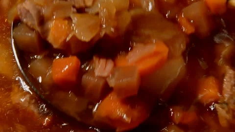 Cabbage beetroot soup with pork stew Stock Footage 252945475