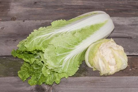 Cabbage the Beijing cauliflower on a table Stock Photos