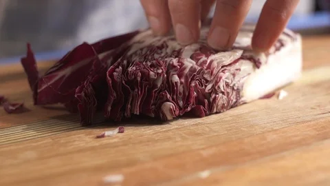 Cabbage being chopped by chef #3 Stock Footage 127131309