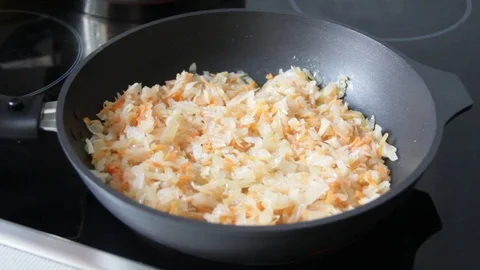 Cabbage braised in a pan Stock Footage 72610495