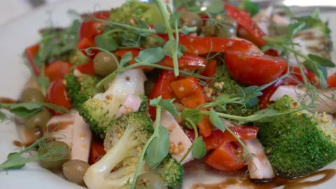 Cabbage broccoli salad Video stock 140492487