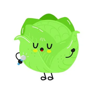 Cabbage character singing into microphone Stock Illustration
