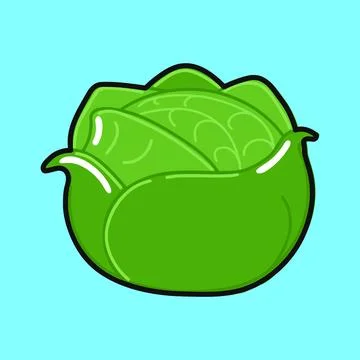 Cabbage character. Vector hand drawn cartoon kawaii character illustration .. Stock Illustration