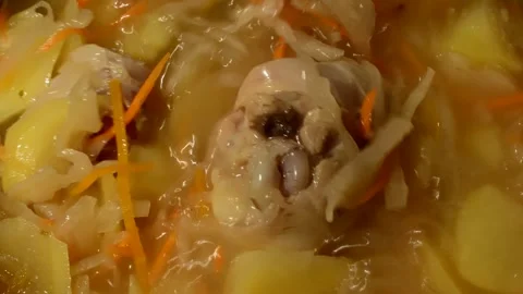Cabbage chicken drumsticks soup Stock Footage 273531002