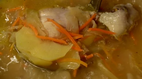 Cabbage chicken drumsticks soup Stock Footage 273531491