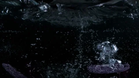 Cabbage dropped falling in water with lot of splashes, bubbles Stock Footage 148737230