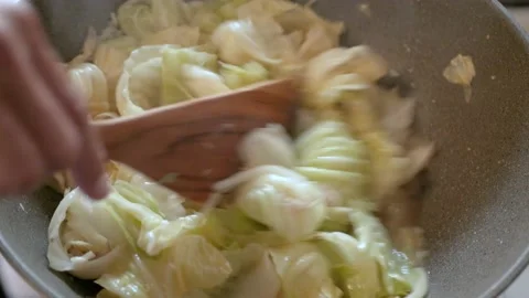 Cabbage fried with fish sauce, Thai style food Stock Footage 170241110