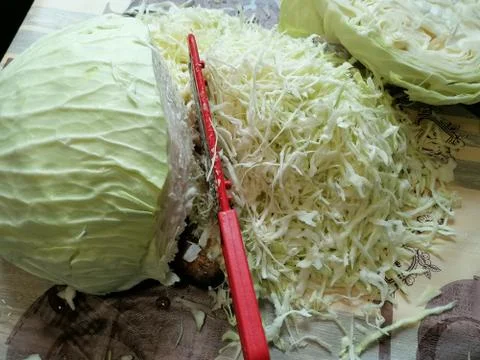 Cabbage heads, vegetable, chopped cabbage for pickling Stock Photos