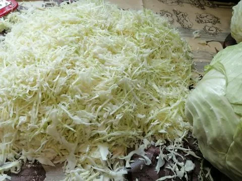 Cabbage heads, vegetable, chopped cabbage for pickling Stock Photos