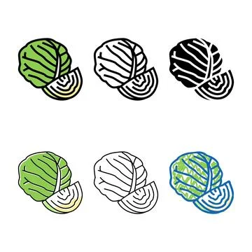 Cabbage healthy forms vegetable color icon vector Stock Illustration