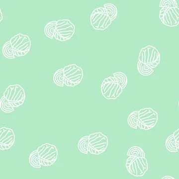Cabbage healthy vegetable line seamless pattern Stock Illustration