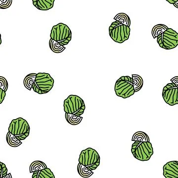 Cabbage healthy vegetable vector seamless pattern Stock Illustration