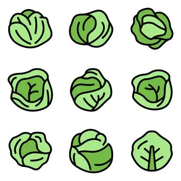 Cabbage icons set vector flat Ilustración de archivo