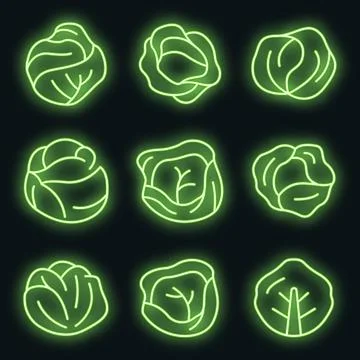 Cabbage icons set vector neon Ilustración de archivo