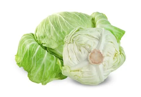 Cabbage isolated on white background ,Green leaves pattern Stockfoto's