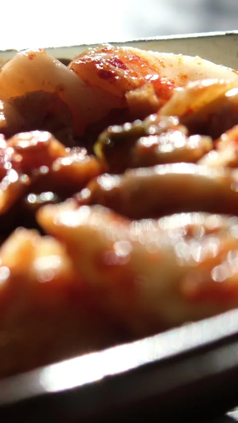 Cabbage kimchi Pickled cucumber slices in mustard and coriander seeds. Stock Footage 310426141